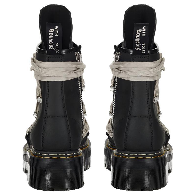 RICK OWENS /РУ x ДР. Коллаборация MARTENS 1460 MEGALACE Кожа коровы/Кожа коровы Ботильоны Женские Черный DW02E68128001-09