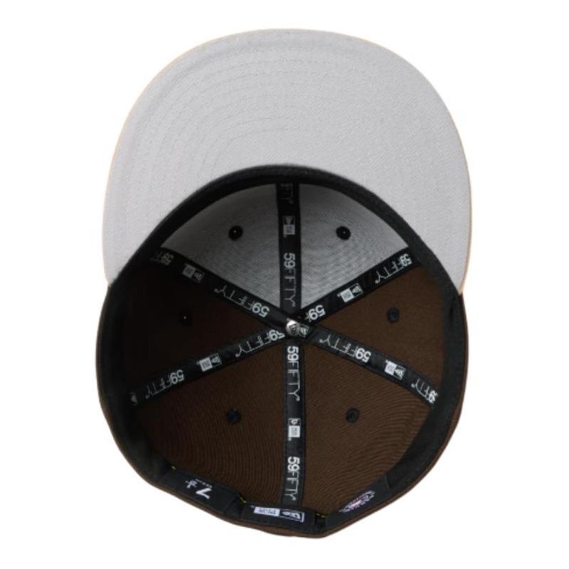 New Era Бейсболка 59FIFTY с логотипом, полиэфирное волокно, унисекс, стиль для пары, разноцветная, Грецкий орех/Верблюжий, Американская версия 7 3/8