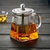 Heat Resistant Glass Teapot With Stainless Steel Coffee Infuser Heated Container Tea Pot Good Clear Kettle Square Filter Baskets