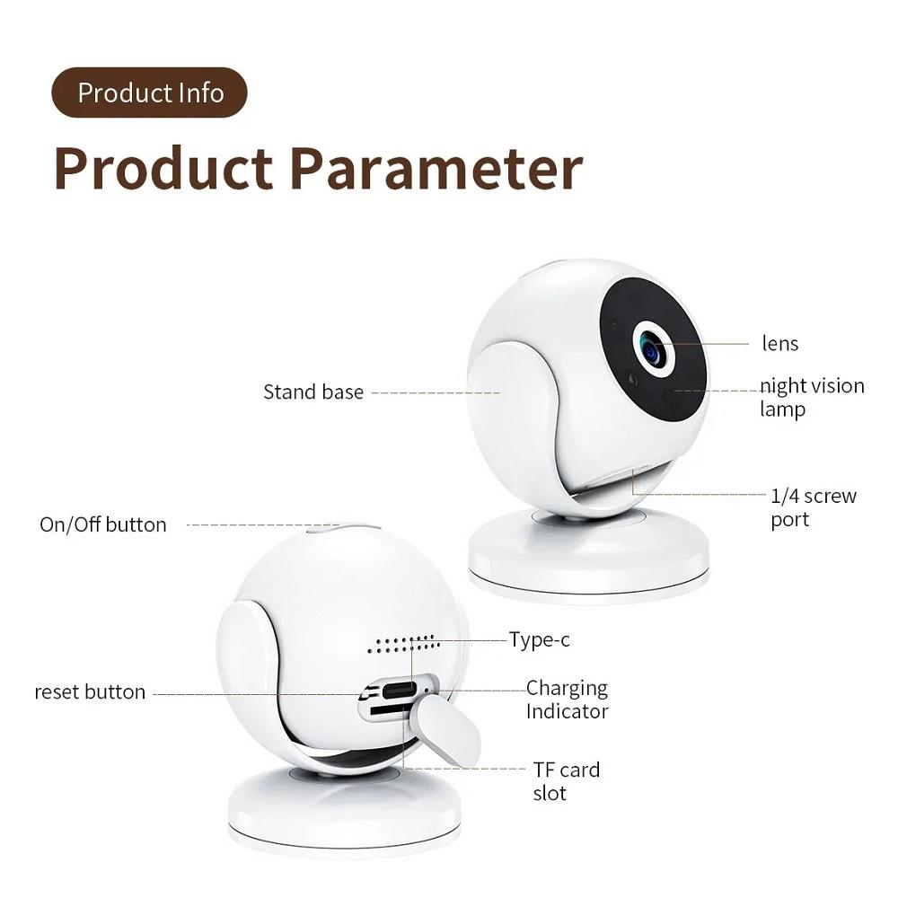 HD 170° Широкоугольная камера, 1080P Инфракрасное ночное видение Безопасность Наблюдение, Циклическая запись, Обнаружение движения, Запись видео Беспроводная WiFi камера