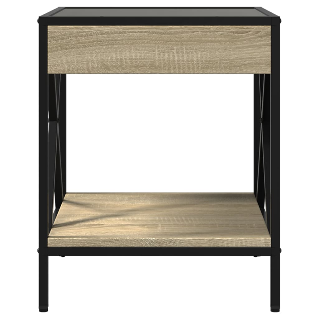 Vidaxl Stolik Nocny Z Led Infinity, Dąb Sonoma, 40X40X49 Cm