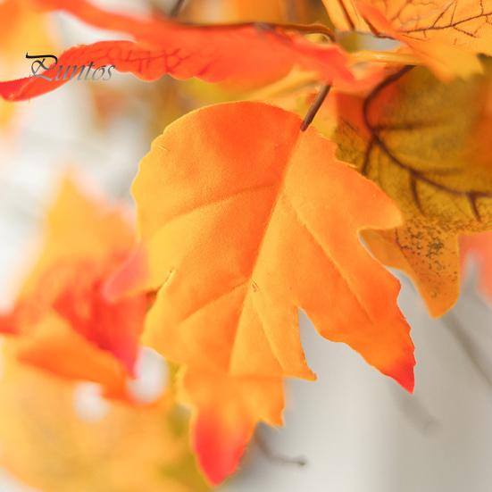 6.5Ft Fall Maple Leaf Garland Artificial Autumn Leaf Hanging Vine Decoration Realistic Thanksgiving Foliage Decor for Home Wedding Garden Office