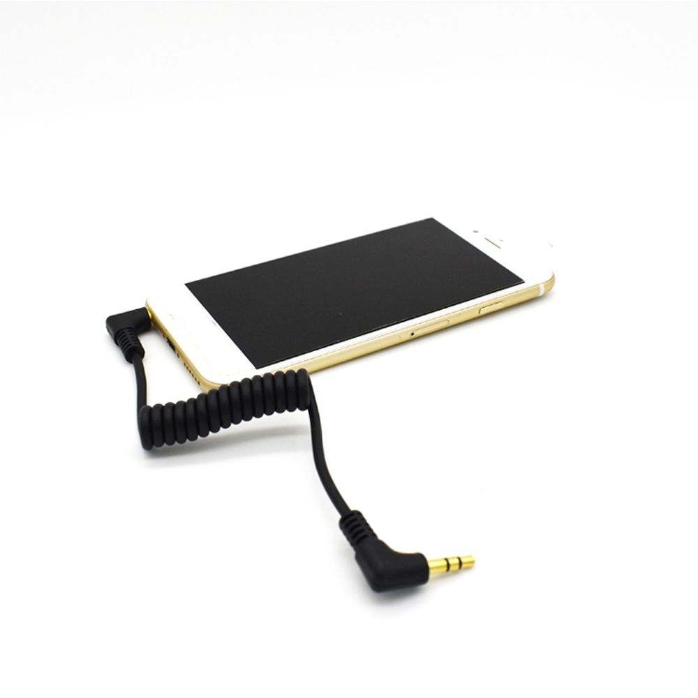 For Car 3.5mm Extension Coiled Right Angle Wire Audio Cable Line Aux Cord