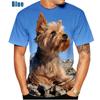 Трендовая мужская летняя модная повседневная футболка с милым домашним животным, собакой йоркширского терьера с 3D принтом, забавные топы с короткими рукавами и круглым вырезом