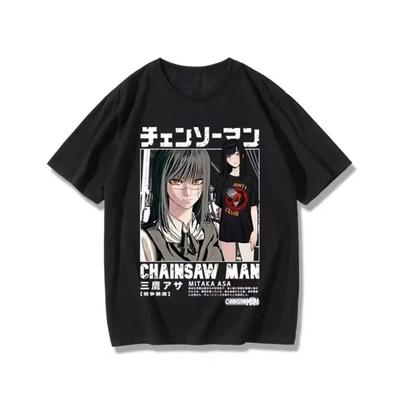 2026 Новая футболка Chainsaw Man Митака Аса с рисунком из аниме, хлопковая, с коротким рукавом, для мужчин и женщин, летняя, повседневная, уличная одежда, Y2k