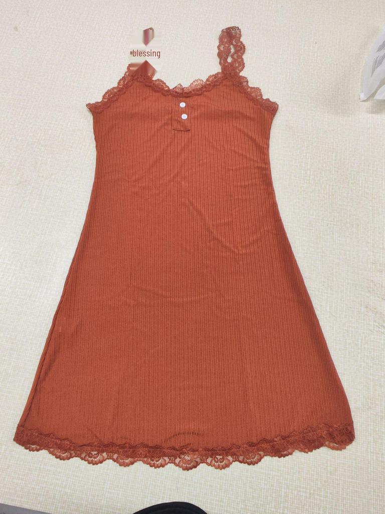 Кружевная ночная сорочка-майка для трансграничной торговли: Европейская и американская модная сексуальная повседневная облегающая дышащая модель