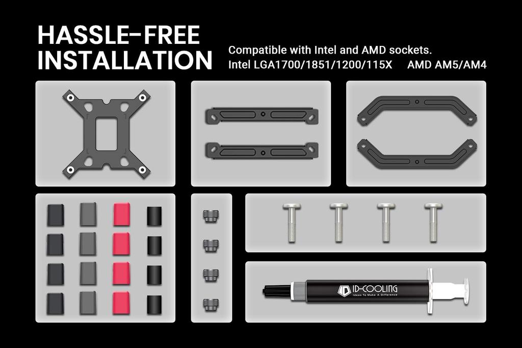 FROZN A410 BLACK CPU Air Cooler 4 Heat Pipes All Black CPU Cooler with 120 Mm FDB Compatible with Intel LGA AMD ID-COOLING Fan, 1700/1200/115 X,