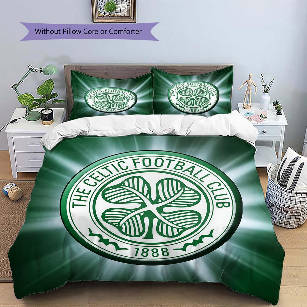 Футбольный клуб «Селтик» Узорный Комплект Постельного Белья Одеяло Домашний Декор Подарок (1 пододеяльник + 2 наволочки без наполнителя)
