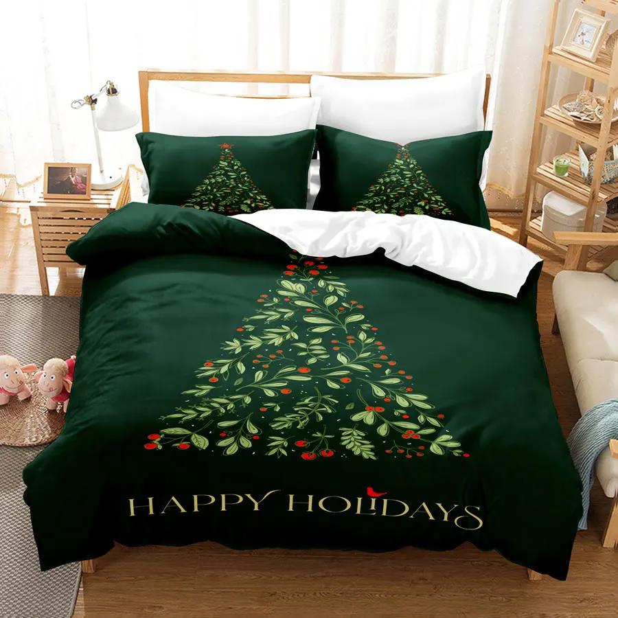 Comforter Christmas 200X200 Green King 3D Bedding Sets 3Pcs 2Pcs Single Double Bed Twin Full Size Thin Fabric