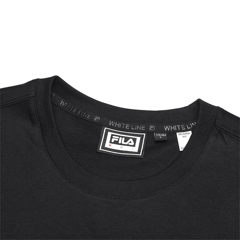 FILA Original Solid Color Logo Embroidered Comfortable Lightweight Breathable Short Sleeve Round Neck T-Shirt Unisex T-Shirts Black F51M519101F-BK