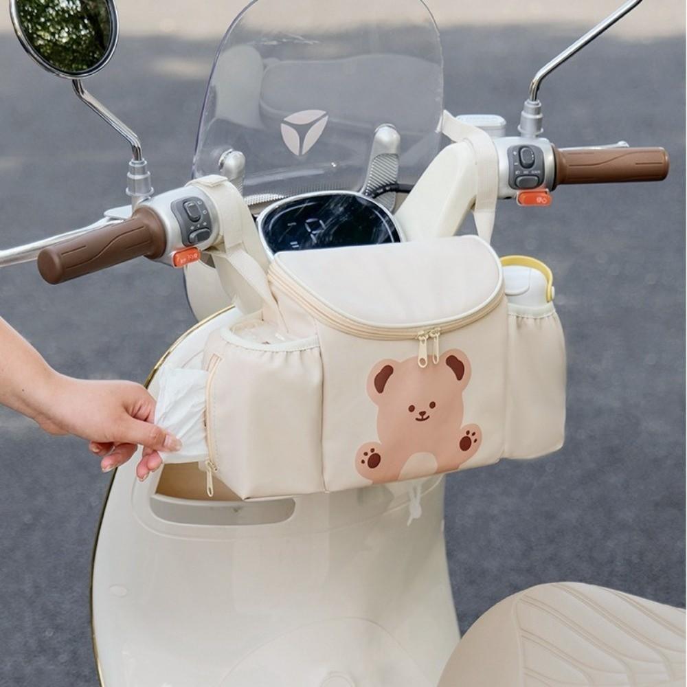 PU Leather Bicycle Handlebar Bag Large Capacity Riding Front Handle Hanging Bag  Stroller