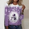 Женский новый повседневный топ с круглым вырезом и длинным рукавом на осень-зиму 2025 года с 3D-рождественским узором. Идеальный подарок на Хэллоуин и Рождество.