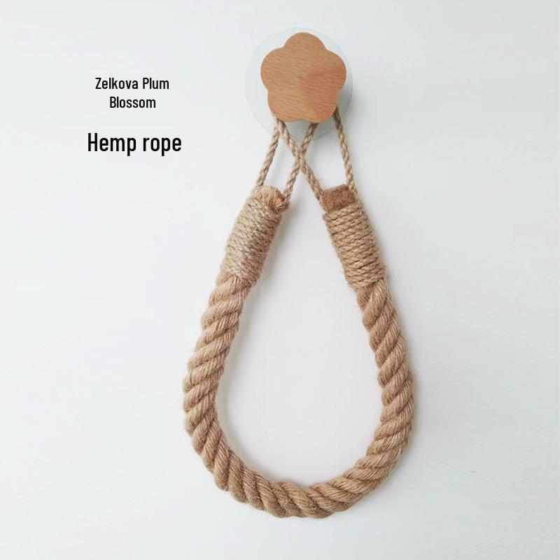 Держатель для салфеток из пеньковой веревки: Полка для полотенец из массива дерева и плетеного хлопка, креативная полка для хранения рулонной бумаги и полотенец для лица без сверления