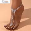 Stonefans Fashion Rhinestone Chain Big Butterlfy Anklet For Women Beach Finger Anklet Toe Chain Foot Jewelry Leg Bracelet Gift