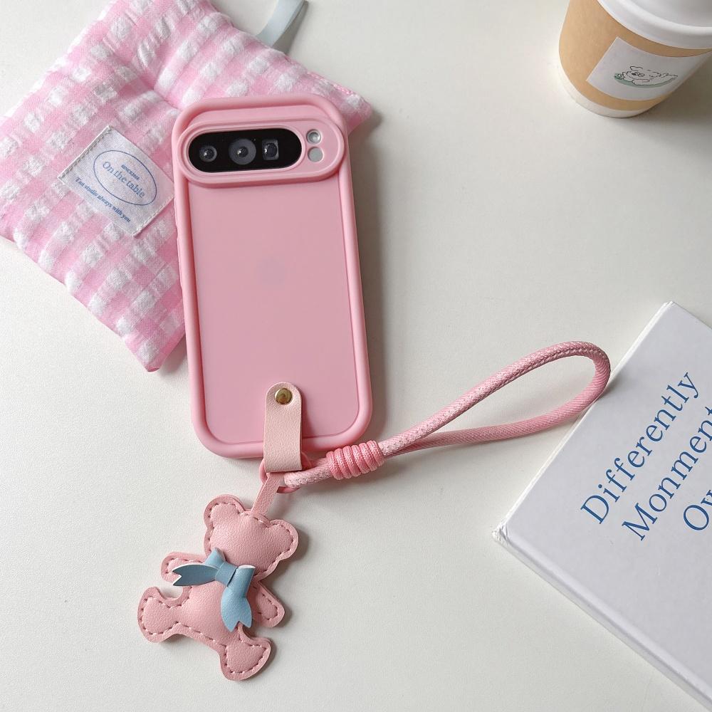 Чехол Pixel 9A 9 Pro Милый Медведь Ремешок на Запястье Чехлы для Телефона для Google Pixel 9 Pro XL 8A 8 7 Pro 7A 9A 9proXL Мягкий ТПУ Чехол с Шнурком