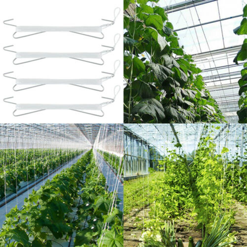 Greenhouse Vine Support Hooks 10 Pack with 10m Nylon Rope for Tomato Cucumber Bean Melon Plant Hanging and Securing