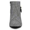 Allegra K Women's Check Ankle Boots with Pointed Toe, Chunky Heel, Size 24.5cm, Black and White