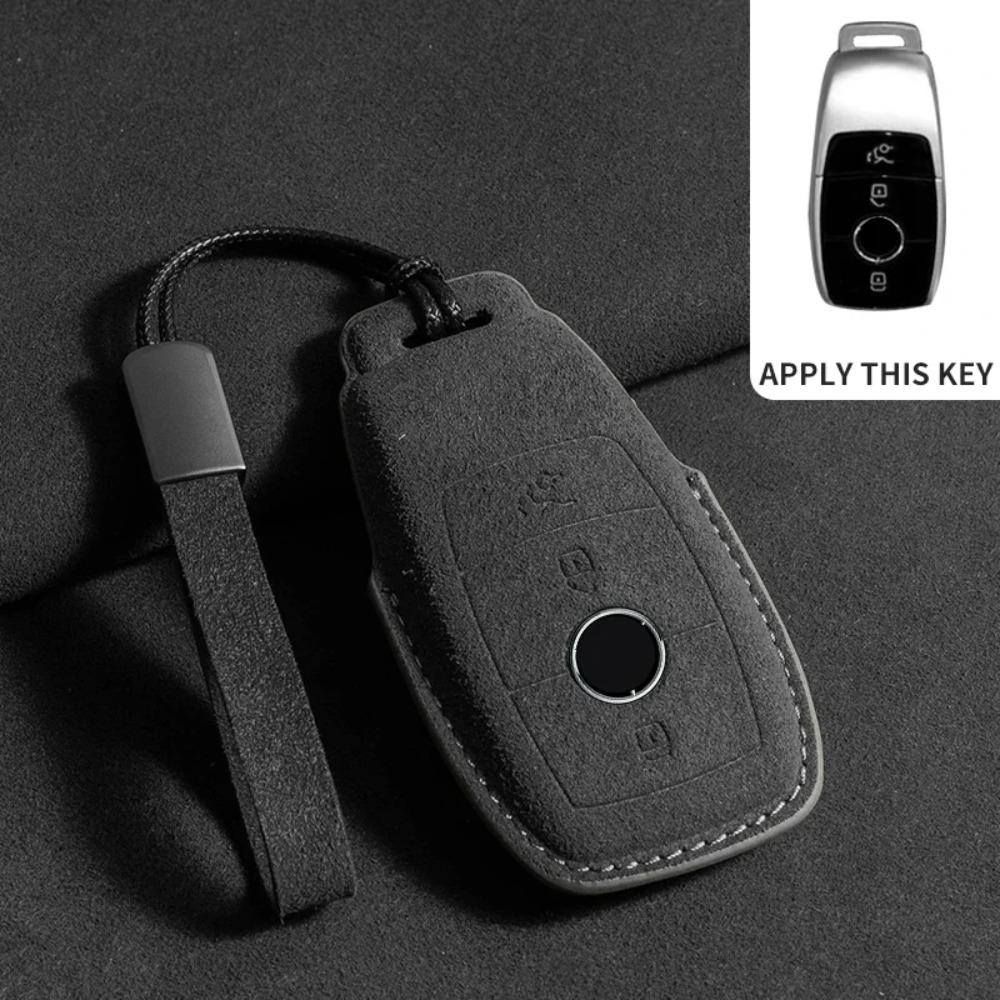 Suede Leather Car Key Case for Mercedes Benz E Class W213 W205 E200 E260 E300 E320 AMG CLA 2019 2020 Remote Fob Shell Case