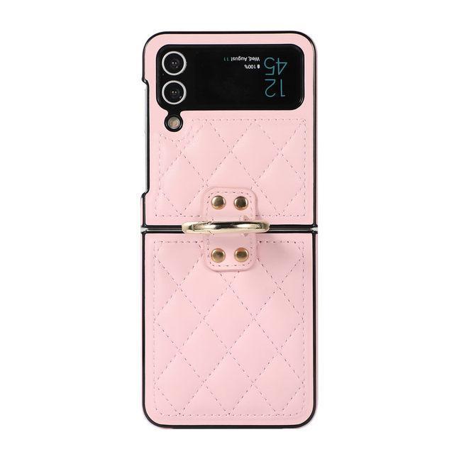 Модный кожаный чехол-держатель с крючком для пальца в сетку для Samsung Galaxy Z Flip 4 Zflip 3 5g противоударный складной чехол Fundas