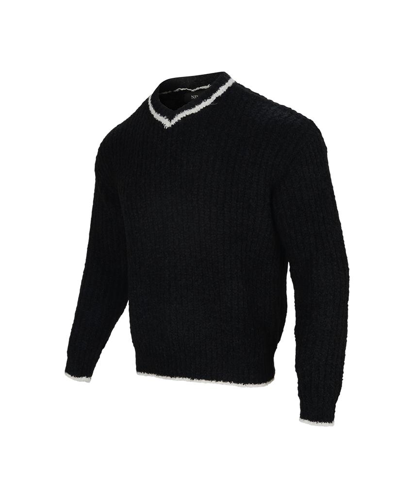 NINEZ V-Neck Boucle Oversized Knit (2 Colors)