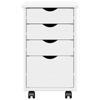 Mobile Storage Cabinet with Casters White 34 x 39 x 56 cm Solid Pine Wood
