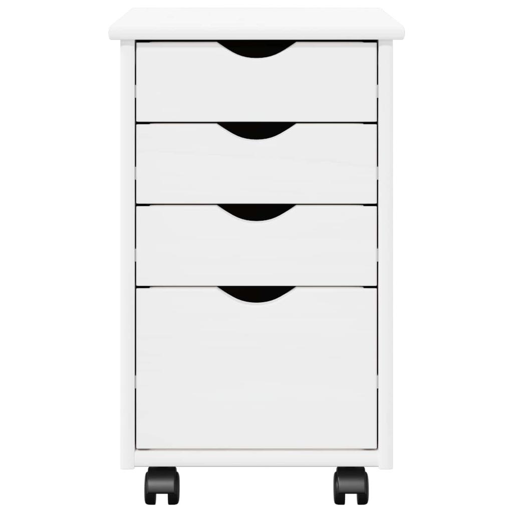 Mobile Storage Cabinet with Casters White 34 x 39 x 56 cm Solid Pine Wood