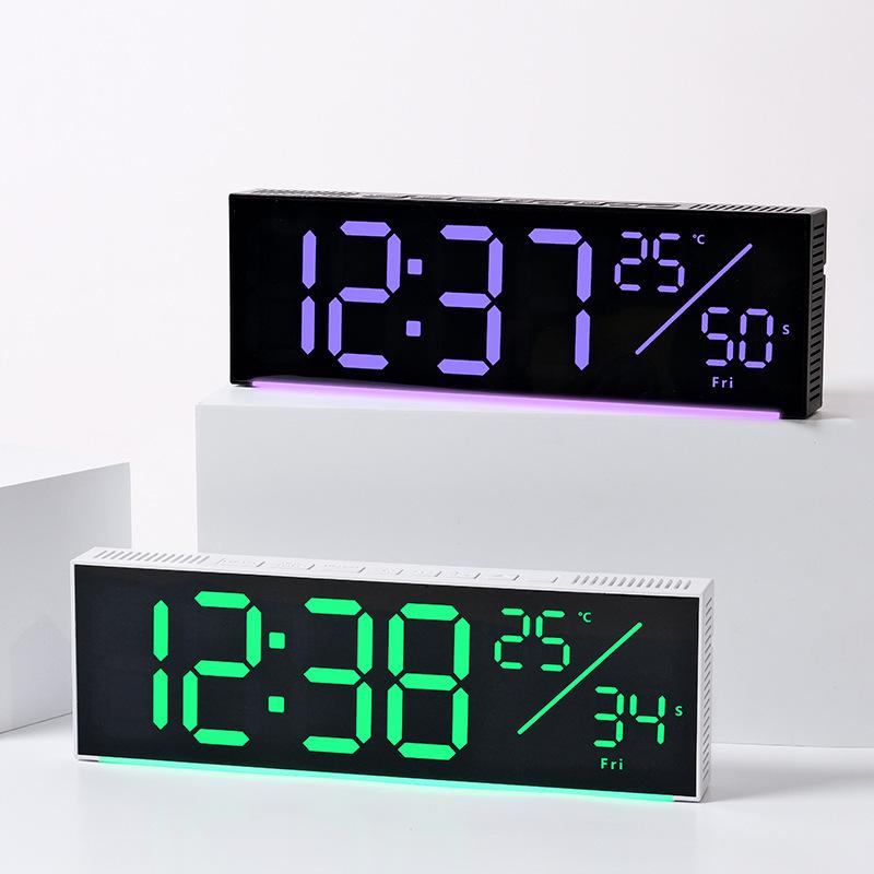 Светодиодные настенные часы с изменением цвета, RGB-дисплей, Многофункциональный будильник, Большие 6677R.