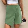 Solid Color High Waisted Culottes Button Decoration Comfortable Casual Green Shorts Summer Clothes Women 2026