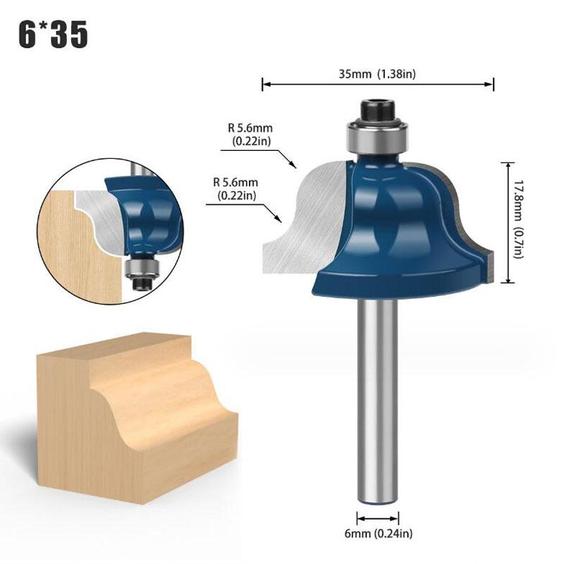 Набор фрез с хвостовиком 6 мм, обрезка, прямой круглый угол, коробка, фрезы для фаски, фрезы, карбид вольфрама, деревообрабатывающие инструменты