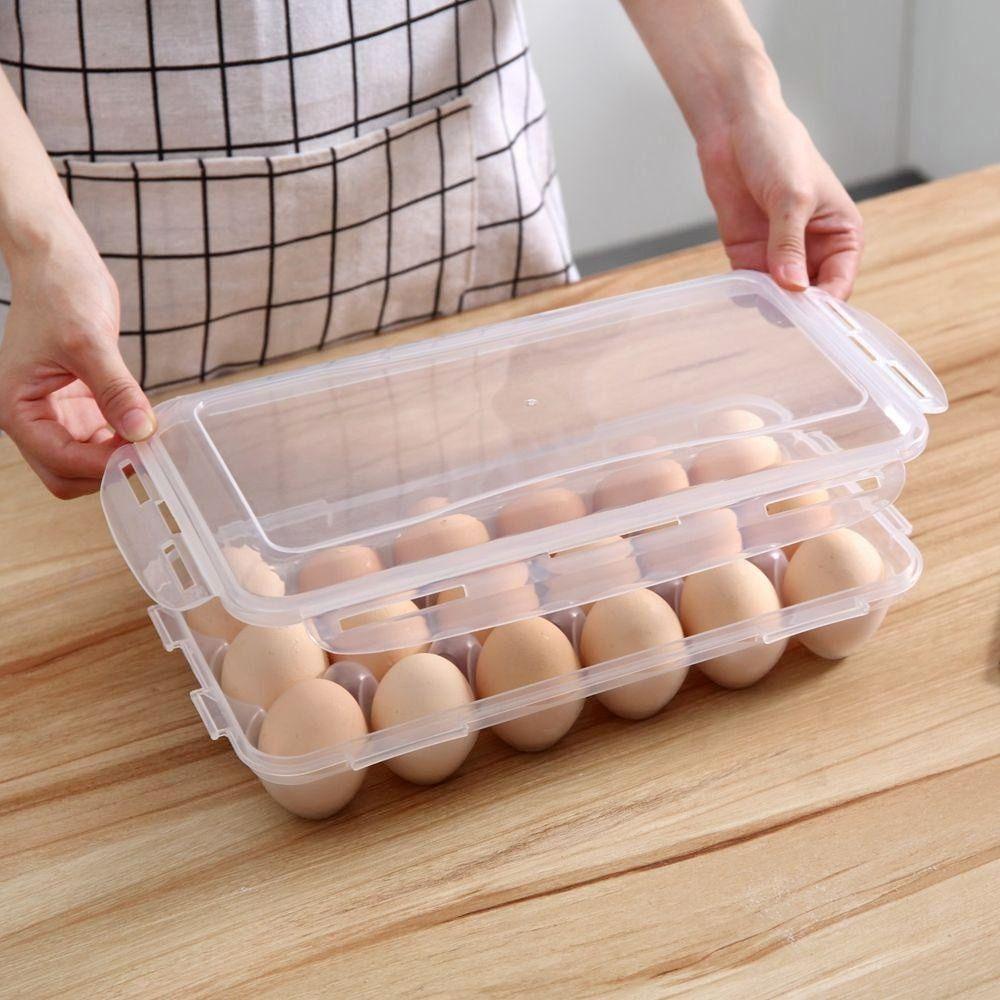 With Lid Egg Tray Fresh Preservation Egg Drop Rack Quality Fridge Egg Organizer Kitchen