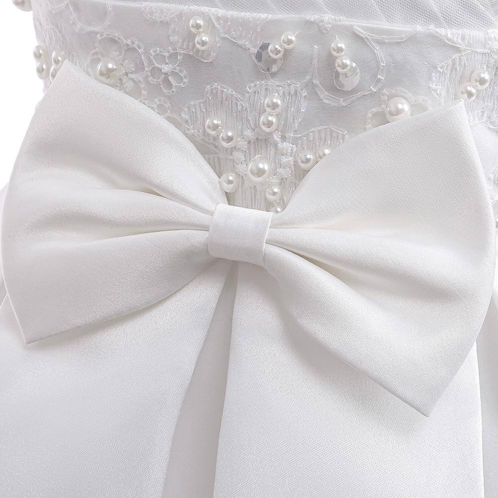Праздничные платья для девочек 3-10 лет, белое свадебное платье для выпускного вечера с короткими рукавами для детей, детский костюм для торжественных мероприятий, одежда принцессы на день рождения