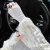 Summer Arm Protection Cover 1 Pair Ice Silk Sleeves for Women, UV Covers Sun Blocking with Thumb Hole, Loose Long Outdoor Cycling