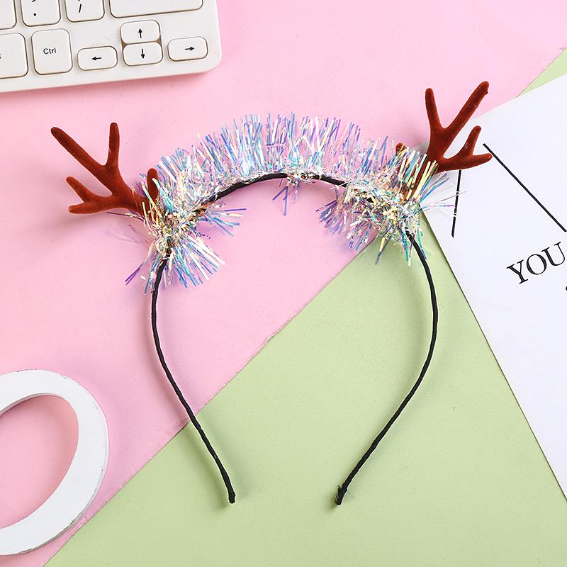 Рождественская повязка на голову с перьями и рогами оленя - Рога из золотой проволоки для женщин и детей