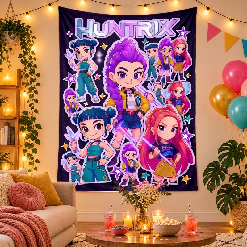 Полиэстеристый настенный гобелен с дизайном Kpop Охотники на демонов, Декоративное панно для спальни, гостиной, общежития