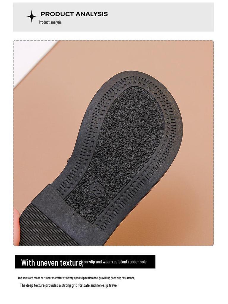 Girls' Trendy Retro Leather Princess Shoes with Soft Non-Slip Soles