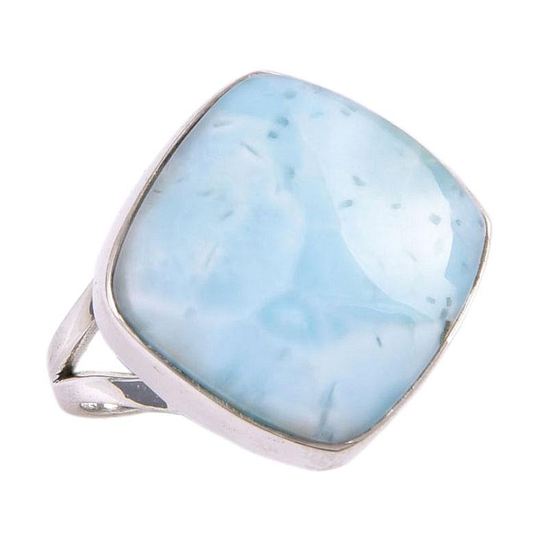 Ювелирное кольцо из натурального серебра 925 пробы с драгоценным камнем Ларимар, размер 6,5, S4c31