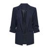 Women Suit Coat Turn-down Collar Long Sleeve Pockets Suit Jacket Solid Color Open