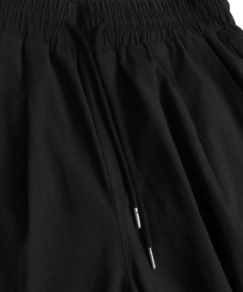 NODU Cargo Tuck Drawstring Wide-Leg Pants [Black]