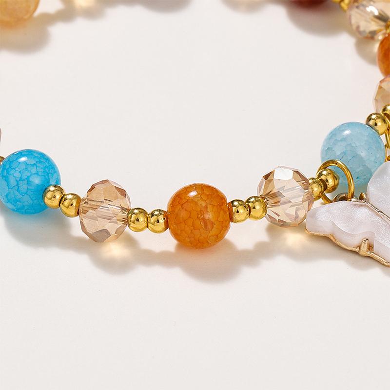 Женский браслет из стеклянных бусин для девочек в форме бабочки, кулон, дамский элегантный браслет с подвесками, ювелирные изделия, аксессуары