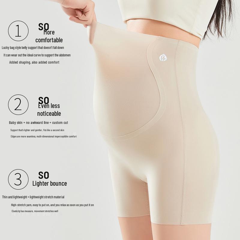 Plus Size High Elastic Maternity Support Shorts - Spring/Summer, Anti-Exposure