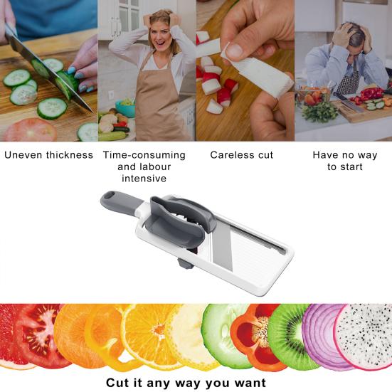 Ручная овощерезка с регулируемой толщиной лезвия из нержавеющей стали, нескользящая ручка для фруктов