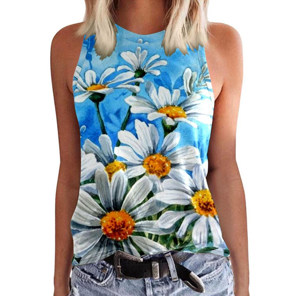 Sunflower Floral Dandelion 3D Print Tank Top New Women Streetwear Y2k Tops Oversized Vest Off Shoulder Sleeveless Woman Camisole