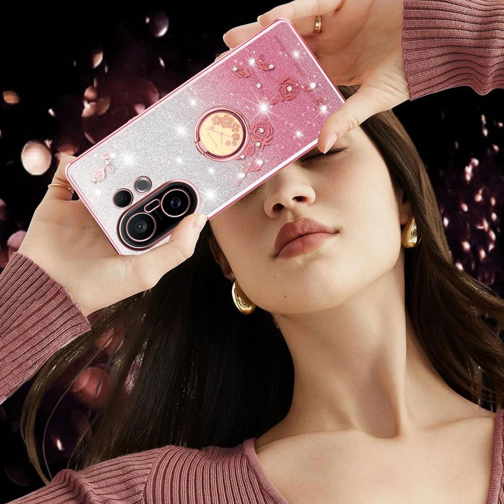 KADEM Чехол для vivo S30 Pro mini 5G с кольцом-подставкой, ТПУ, с цветами, чехол для телефона с градиентным блеском