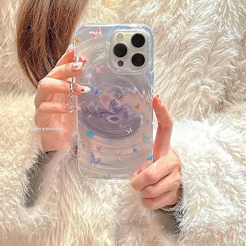 Силиконовый чехол для телефона Laser Vortex для iPhone 11 13 16 14 15 12 Pro Max 13promax 14promax 13pro противоударный чехол Butterfly Funda