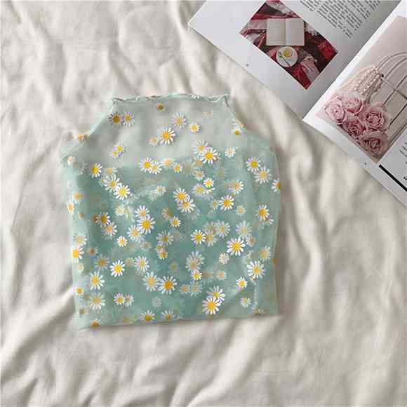 Нижнее белье из сетчатой ​​пряжи Little Daisy. Женская шифоновая рубашка с длинными рукавами и защитой от мешков в уличном тренде.