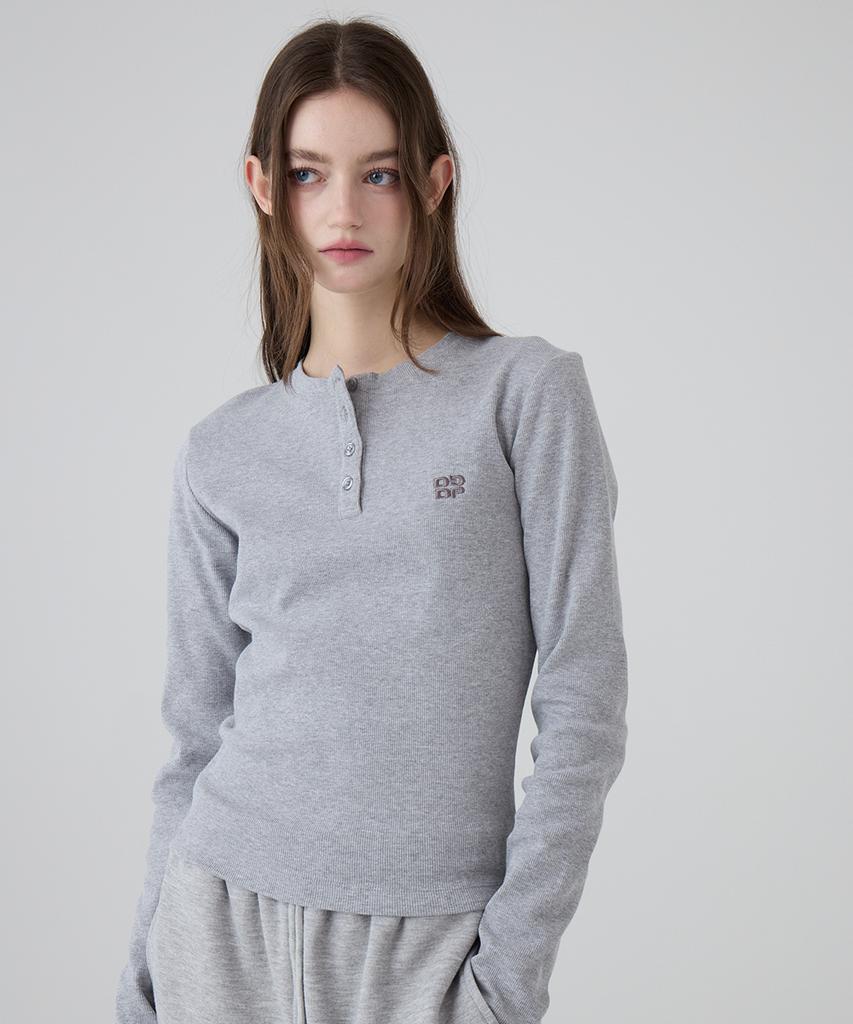 DANGLEDROP Dgdp Square Logo Slim Fit Long Sleeve_Melange Grey