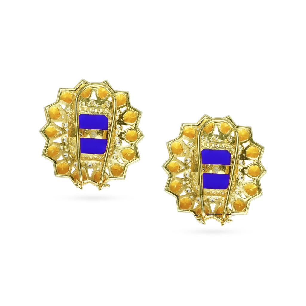 Gold Finish Moissanite Polki Stud Earrings 925 Sterling Silver