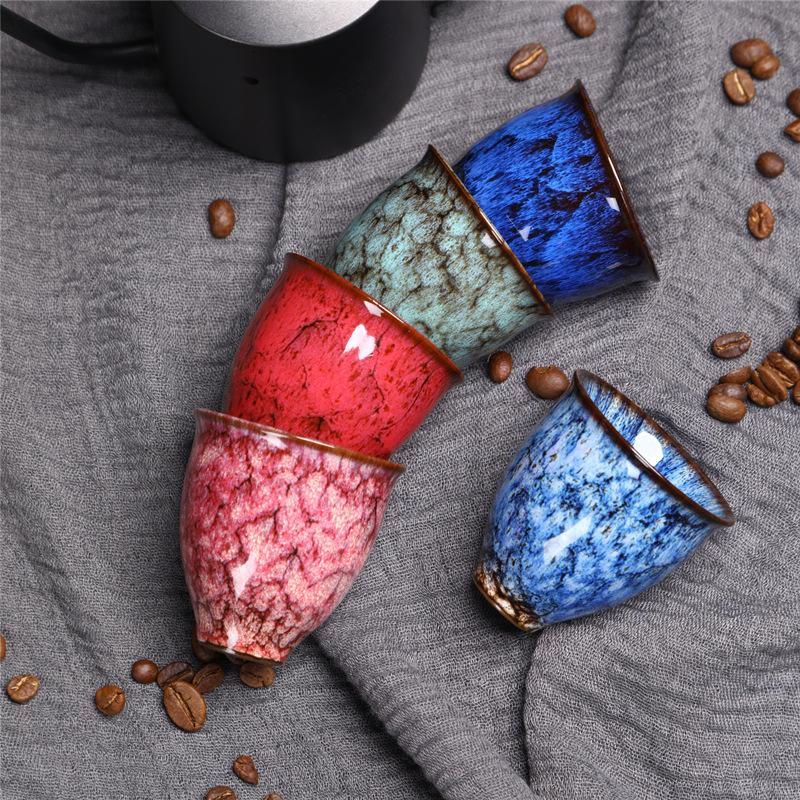 Ceramic Small Teacup Kiln-Changed Ceramic Cup Kung Fu Tea Cup Coarse Pottery Small Capacity Teacup Tea Cup Retro Master Cup