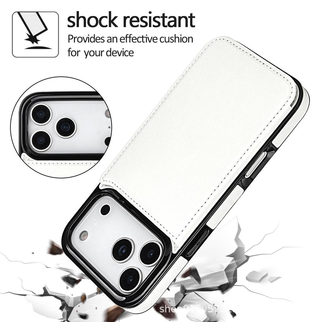 Кожаный чехол-подставка для iPhone 17 Pro Max с держателем для карт и двойной застежкой