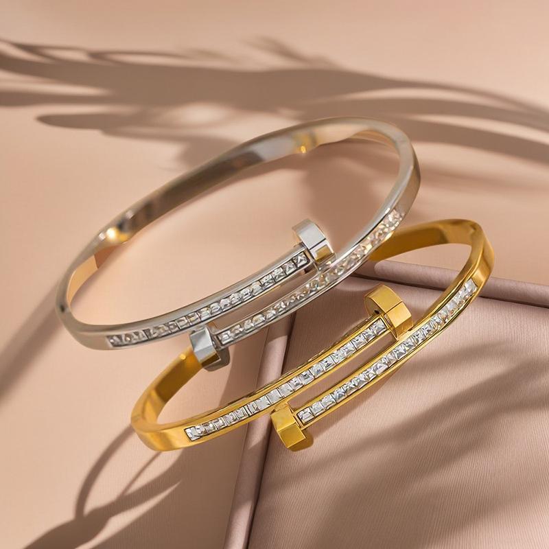 Luxurious Exquisite Nail Decoration Diamond-set Stainless Steel Bracelets Suitable For Daily Travel And Fashion Zircon